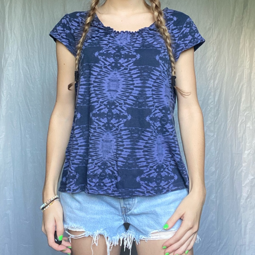 Tommy Hilfiger Large Purple And Dark Blue Short Sleeve Shirt